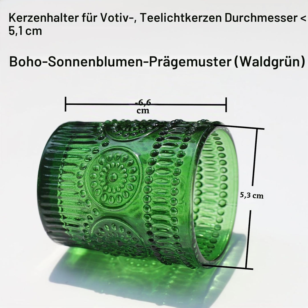 Vohocandle Grüne Teelichthalter im 12er-Set, Votivkerzenhalter für die Tischdekoration bei Hochzeite