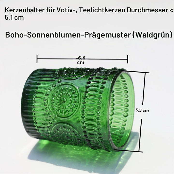 Vohocandle Grüne Teelichthalter im 12er-Set, Votivkerzenhalter für die Tischdekoration bei Hochzeite