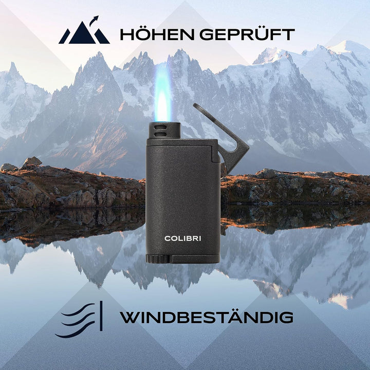 Colibri Belmont Sturmfeuerzeug - Windbeständig - Grosse Einstellrad - Jet Feuerzeug Mit Einzel Jetfl