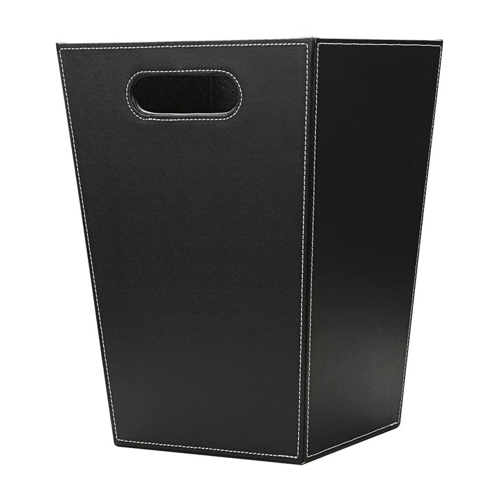 KINGFOM™ Klassisch Leder Papierkorb für Büro/Badezimmer/küche/Schlafzimmer (Platz-Schwarz), Platz-Sc