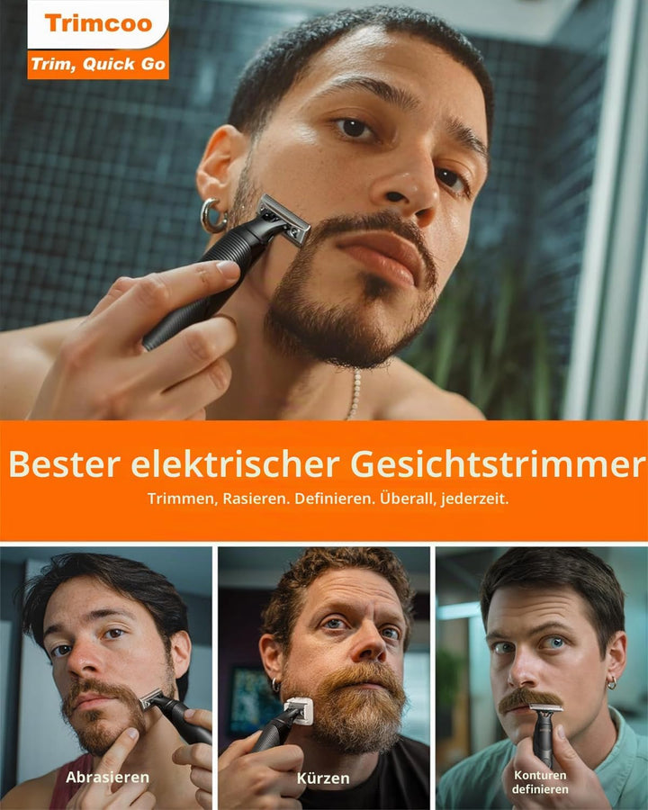 2025 Upgrade Elektrischer Barttrimmer & Rasierer [Schmerzfrei & Sanft] USB-C Schnellladung, Tragbare