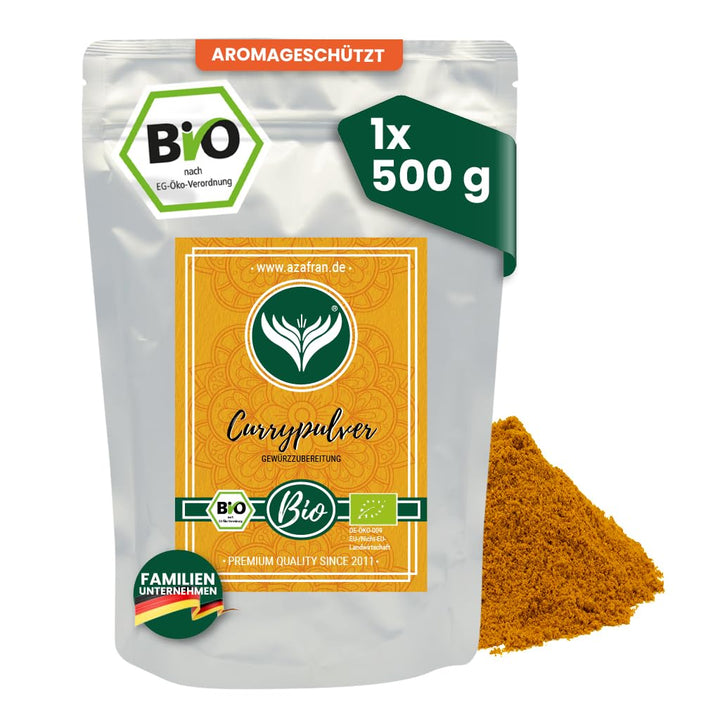 Azafran BIO Curry - Currypulver indisch (mild) Madras Richtung 500g 500 g (1er Pack), 500 g (1er Pac