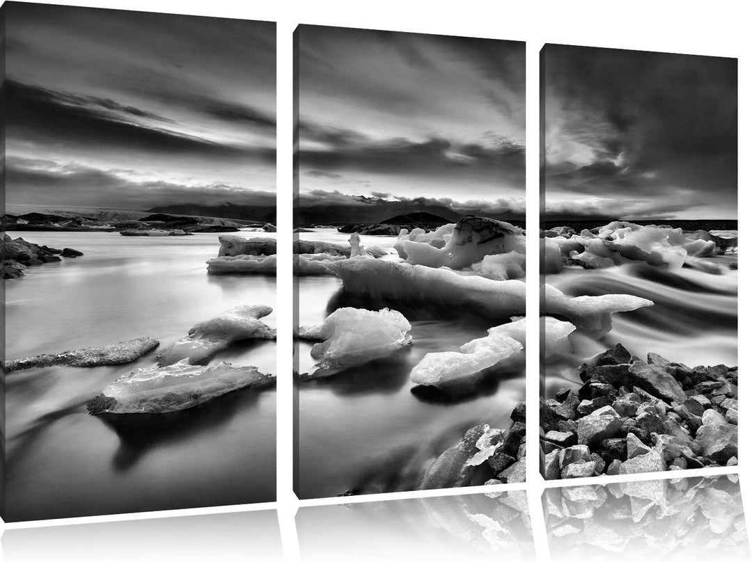 Pixxprint Extreme Eislandschaft als Leinwandbild/Grösse: 3 Teilig (120x80) cm/Wandbild/Kunstdruck/fe