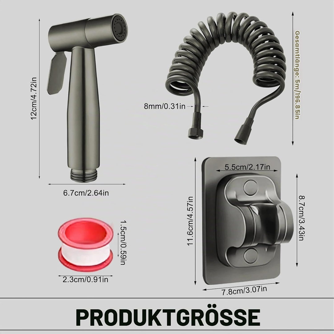DEANKEJI 5 Meter PE Handbrause für Bidet-Toilette-Set, Dunkelgrau Bidet-Sprüher für Toilette, Hand-B