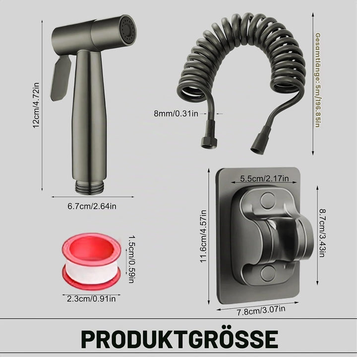 DEANKEJI 5 Meter PE Handbrause für Bidet-Toilette-Set, Dunkelgrau Bidet-Sprüher für Toilette, Hand-B