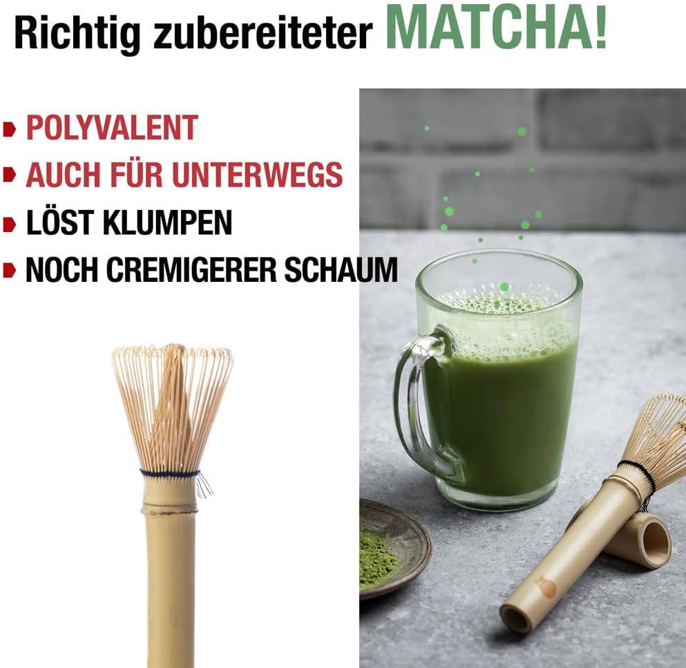 ORIGEENS MATCHA BESEN AUS BAMBUS MIT LANGEM GRIFF - Kleiner traditioneller Chasen Bambusbesen für di