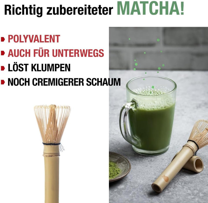 ORIGEENS MATCHA BESEN AUS BAMBUS MIT LANGEM GRIFF - Kleiner traditioneller Chasen Bambusbesen für di