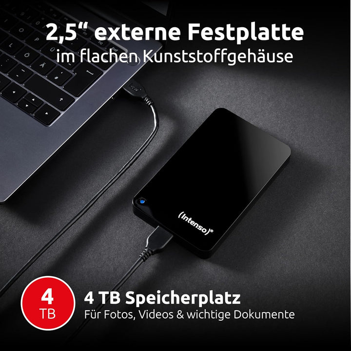 Intenso Memory Drive Portable Hard Drive 4TB, tragbare externe Festplatte inkl. Tasche - 2,5 Zoll, 5