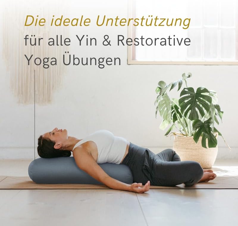 Lotuscrafts Yoga Bolster for Yin Yoga - Yoga Bolster with Kapok Filling - Washable Cotton Cover - Yo