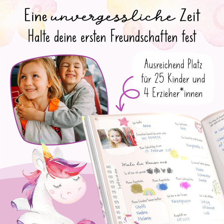 lila liebt dich / Einhorn Freundebuch Kindergarten Mädchen - Unvergessliche Kindergartenmomente fest