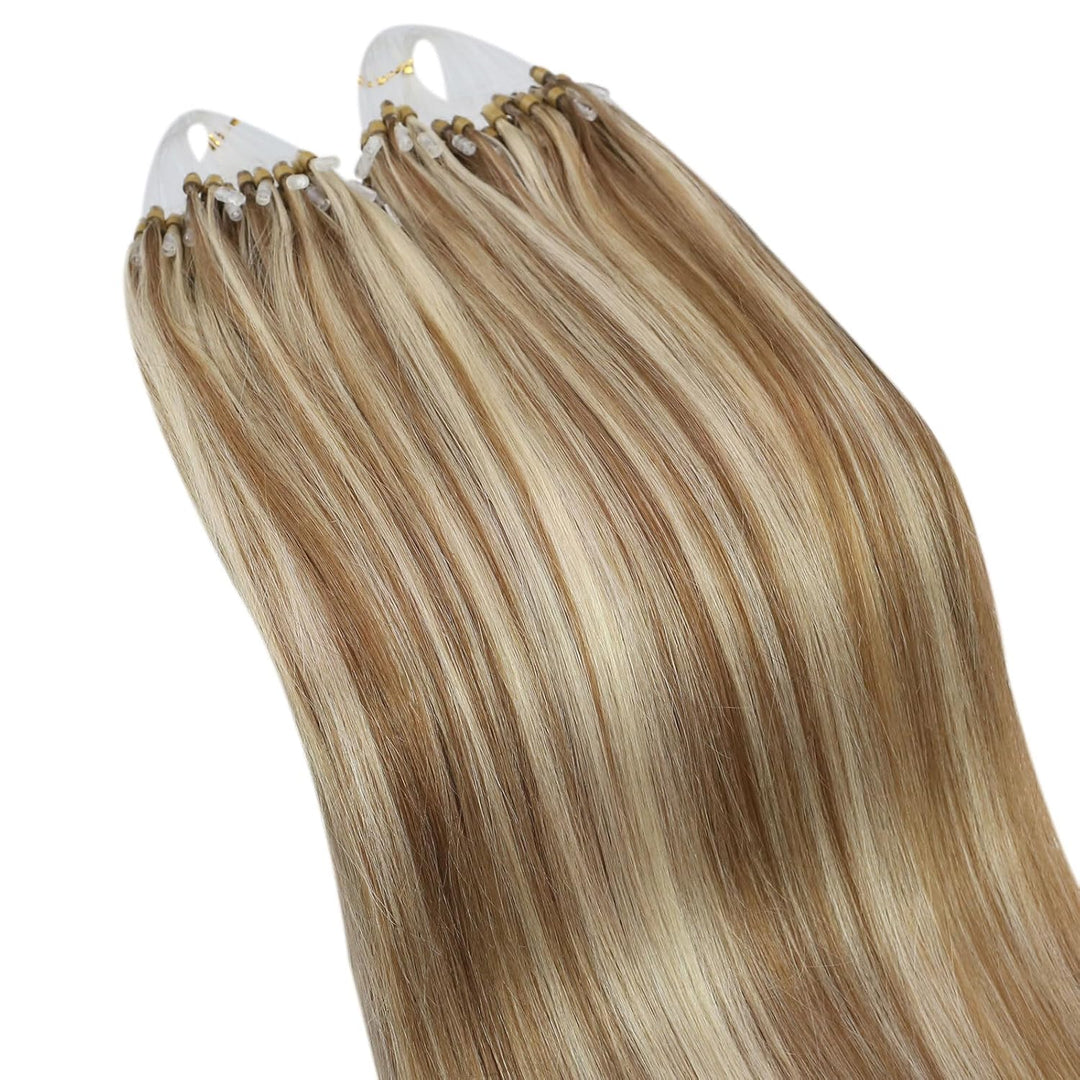 Ugeat Echthaar Extensions Microring 35cm Extensions Echthaar Microring Braun Blond Goldbraun Highlig