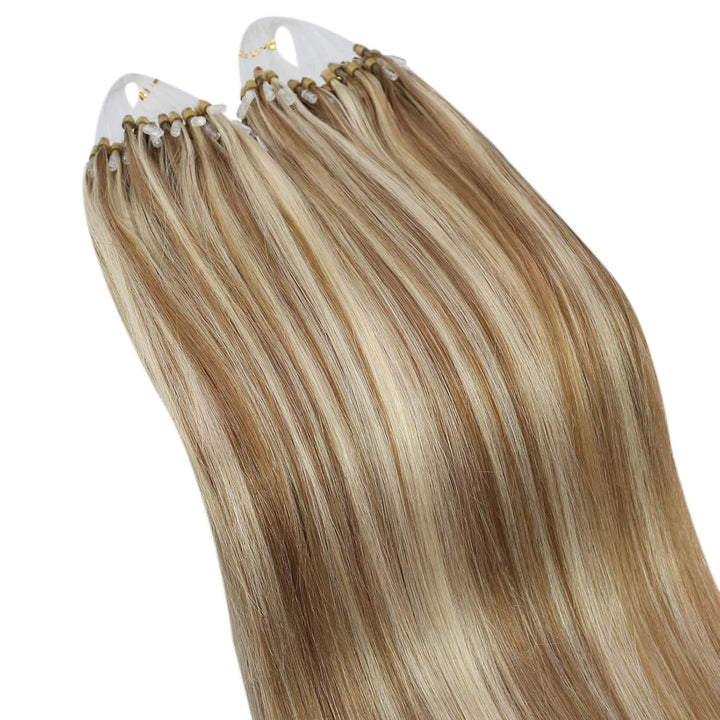 Ugeat Echthaar Extensions Microring 35cm Extensions Echthaar Microring Braun Blond Goldbraun Highlig