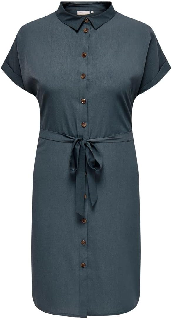 ONLY Damen Cardiega Ss Blk Shirt Dress WVN Noos Kleid 42 Grosse Grössen India Ink, 42 Große Gr&