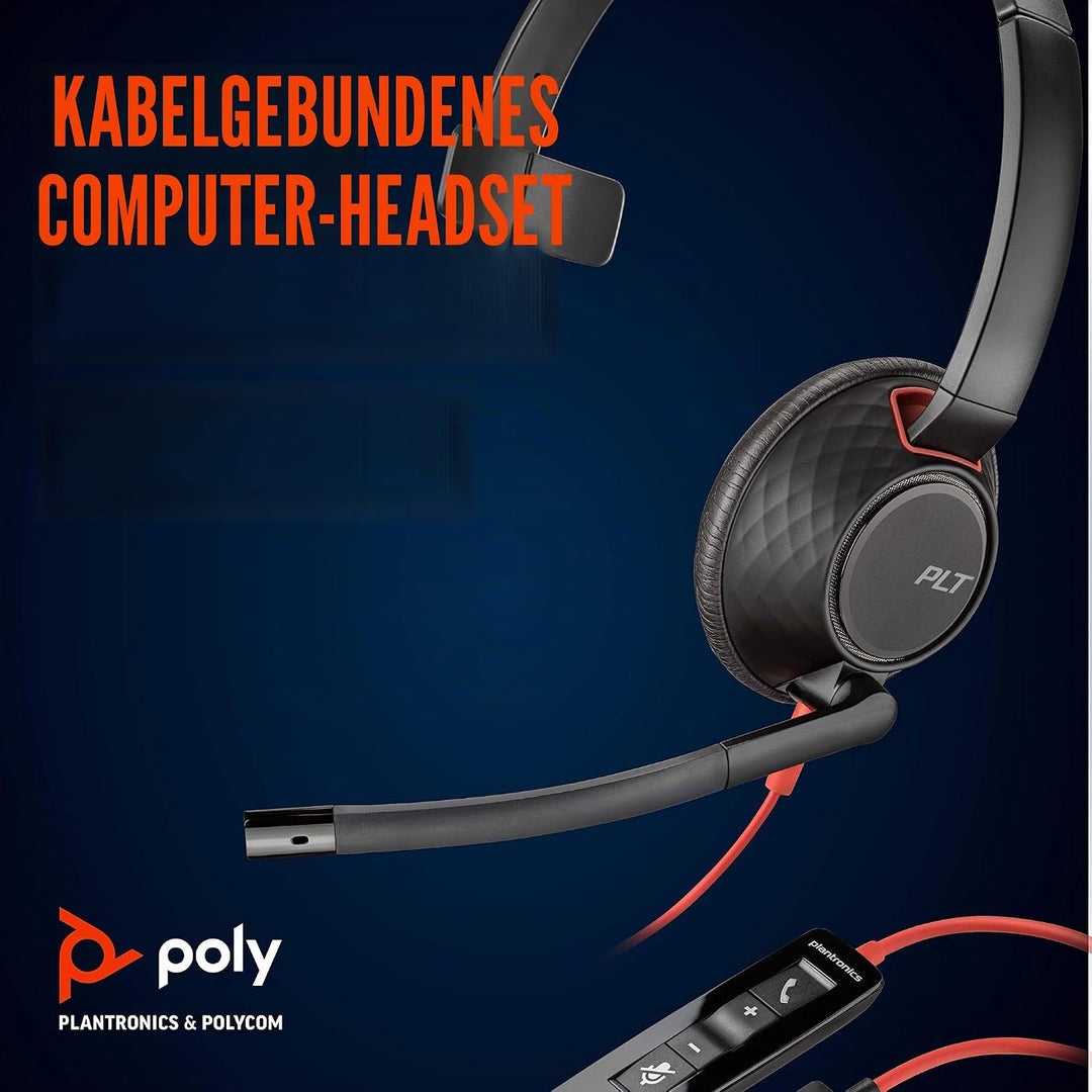 Plantronics – Blackwire 5210 USB-C-Headset – kabelgebundenes Mono PC-Headset mit Mikrofonarm – Verbi
