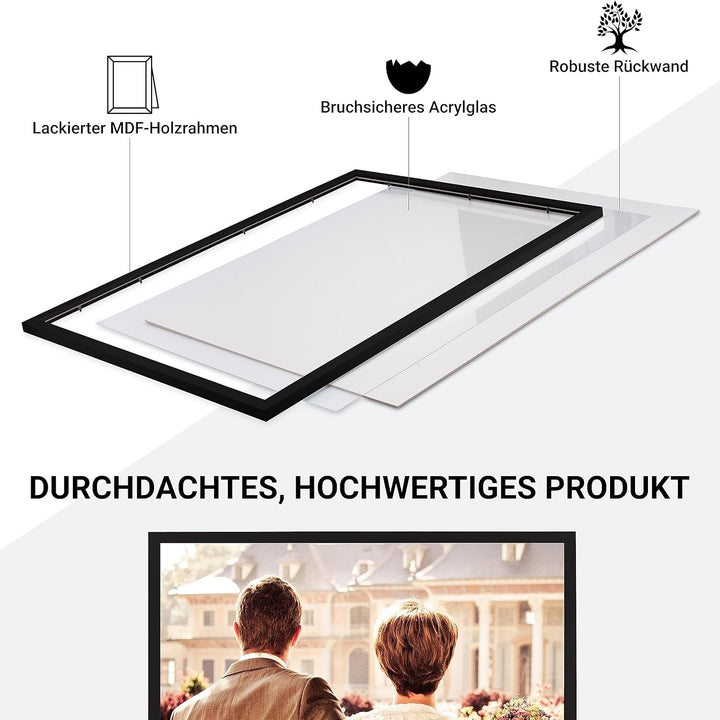 CABBEL Doppelpack (2er Set) Bilderrahmen 40x50 cm, Schwarz, stabiles MDF-Holz Rahmen, bruchsicherem