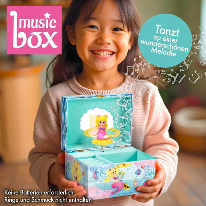 CRAZE MUSIC BOX Mermaid | Spieluhr mit Melodie, Mädchen Schmuckkästchen mit drehender Meerjungfrau,