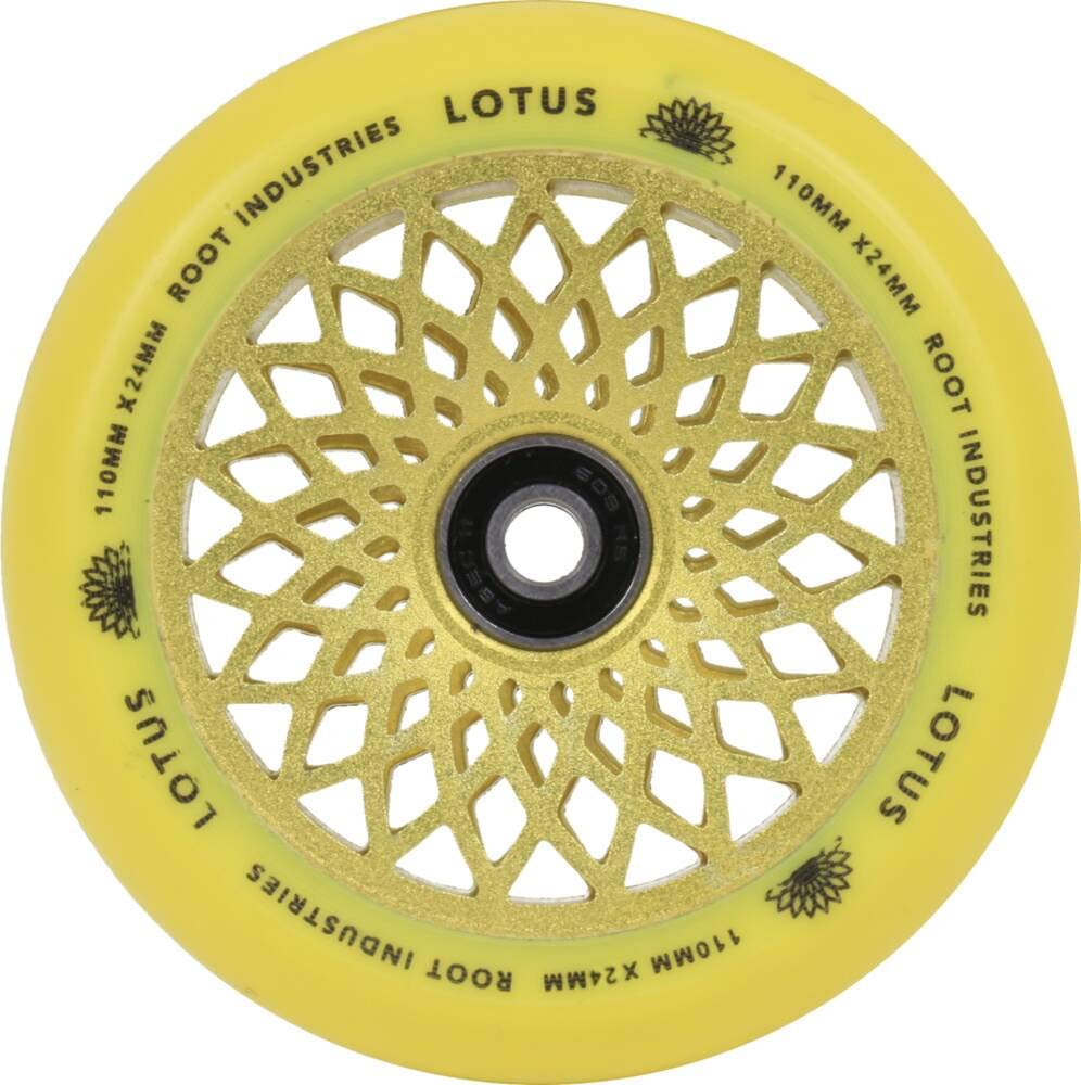 Root Industries Lotus Stunt-Scooter Rolle 110mm + Fantic26 Sticker (Radiant Gelb/Pu Gelb), Radiant G