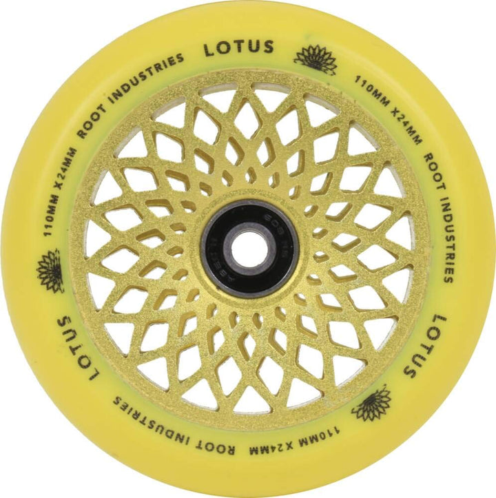 Root Industries Lotus Stunt-Scooter Rolle 110mm + Fantic26 Sticker (Radiant Gelb/Pu Gelb), Radiant G