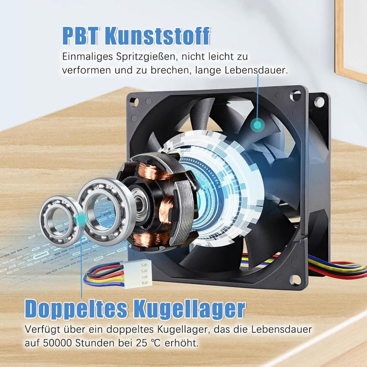 GDSTIME 12v pwm lüfter 80mm 4pin 80x38mm lüfter Dual Kugellager 5500 U/min | lüfter 80mm 12v 4pin cp