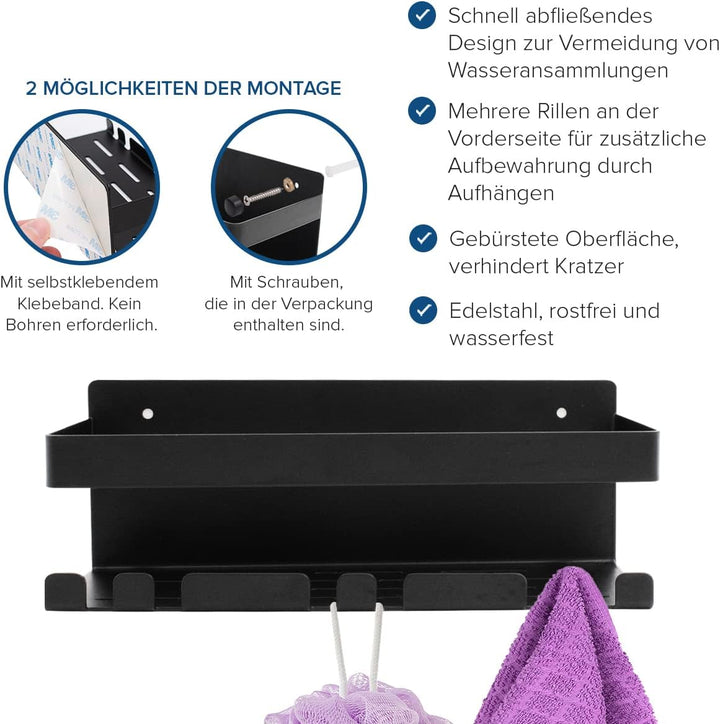 Joeji's Duschablage Edelstahl - 3M Selbstklebend Ohne Bohren - Duschregal Bad - Ablage Dusche Halter