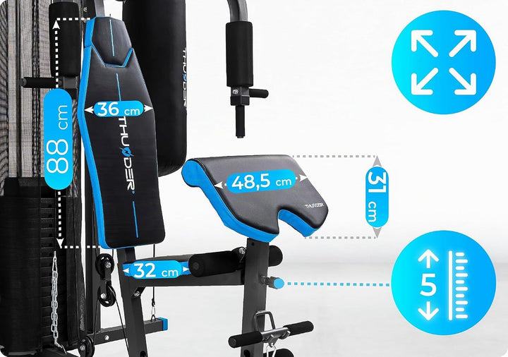 THUNDER Multifunktionale Kraftstation Home Gym Fitnessstation mit Kabelzug &amp; Muskelaufbau Training P