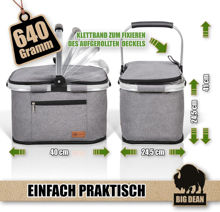 Kühlkorb 22L bis zu 5 Stunden kühl - Einkaufskorb Thermo Einkaufskorb Kühltasche Isolierkorb Thermok