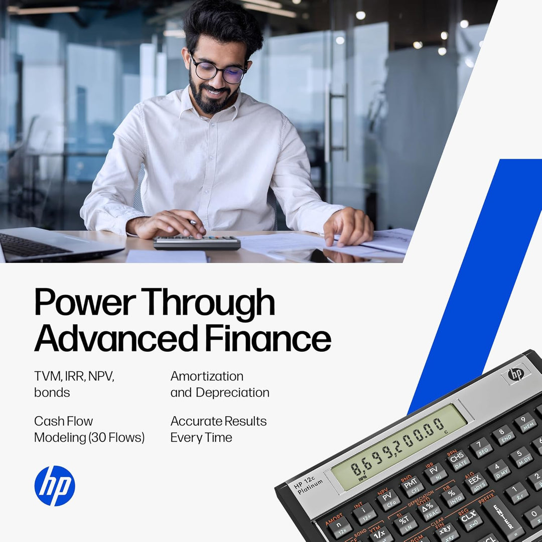 Hewlett Packard HP12C Finanzmathematischer Taschenrechner UPN algebraisch programmierbar Platin