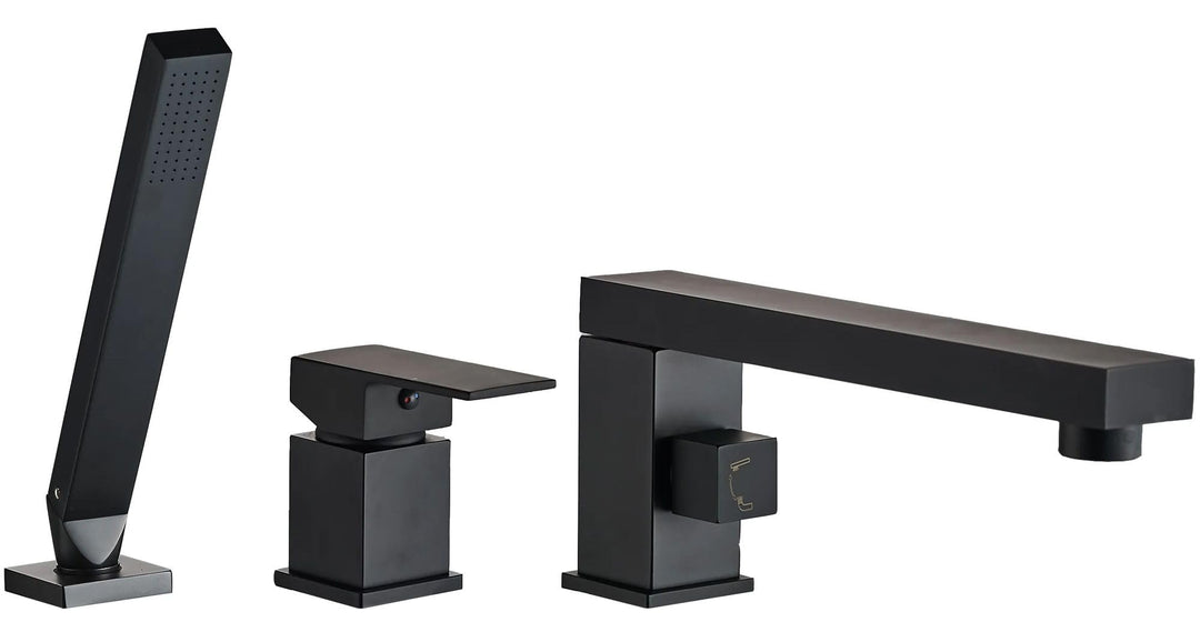 Rea Badewannenarmatur GLEN BLACK 3 ELEM Wasserhahn Badewanne Einhebel Wannenarmatur mit Handbrause B