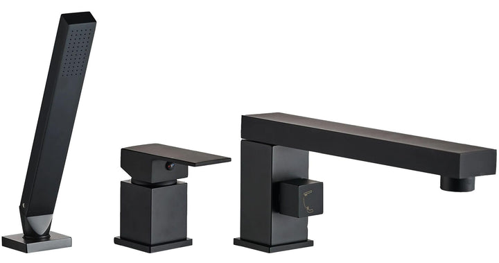Rea Badewannenarmatur GLEN BLACK 3 ELEM Wasserhahn Badewanne Einhebel Wannenarmatur mit Handbrause B