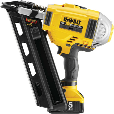 DeWalt Zwei-Stufen-Akku-Nagler (18V, 5Ah, bürstenlos, Nagellänge 50 - 90mm, Einzelauslösung mit Sich