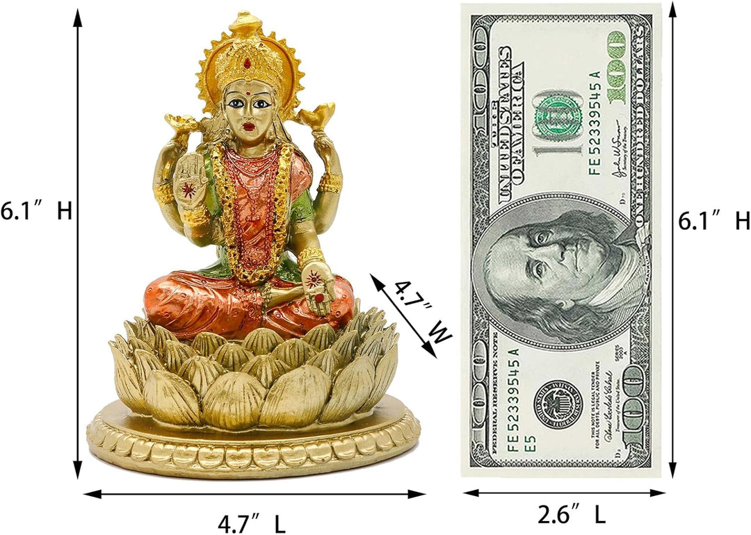 Lakshmi On Lotus 16,5 cm H lndian Gott Laxmi Statue Hindu-Murti Artikel Home Temple Mandir Pooja Dec