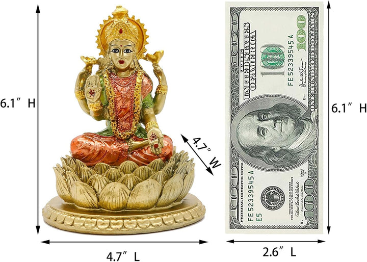 Lakshmi On Lotus 16,5 cm H lndian Gott Laxmi Statue Hindu-Murti Artikel Home Temple Mandir Pooja Dec