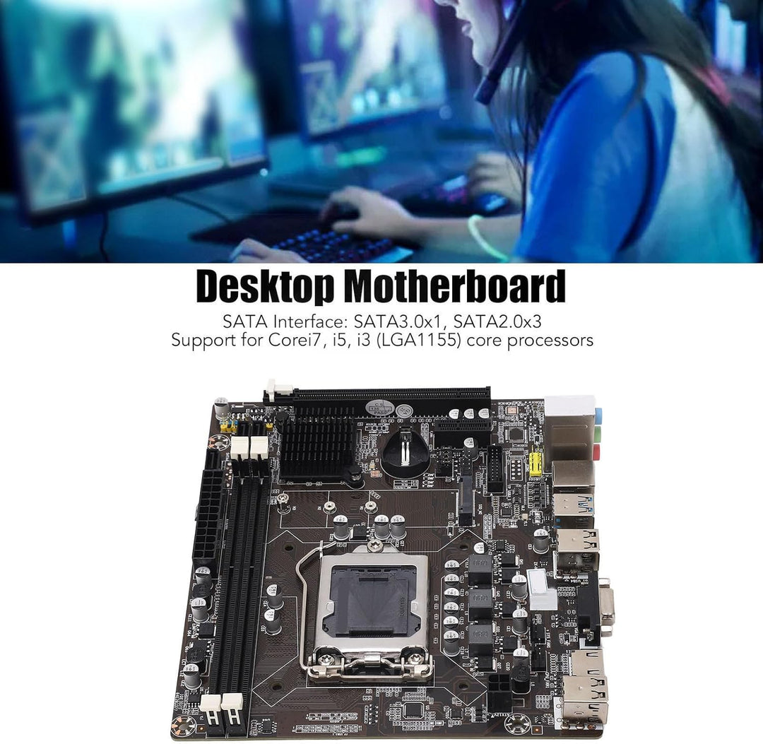 Gaming Motherboard DDR3, 1155 Pins 2 DDR3 100M Mining Motherboard Unterstützt Corei7, I5, I3 (LGA115