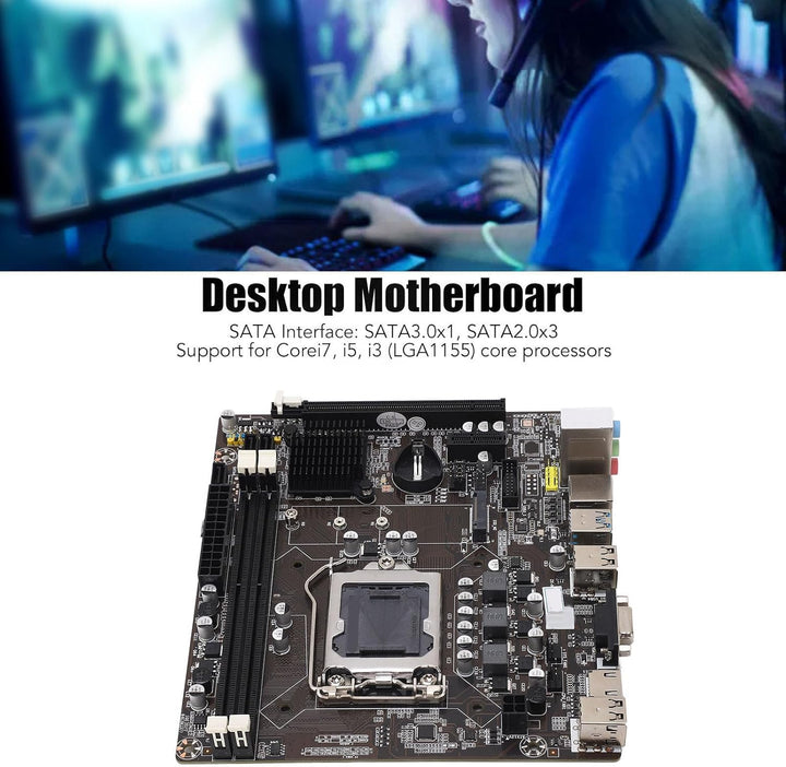 Gaming Motherboard DDR3, 1155 Pins 2 DDR3 100M Mining Motherboard Unterstützt Corei7, I5, I3 (LGA115