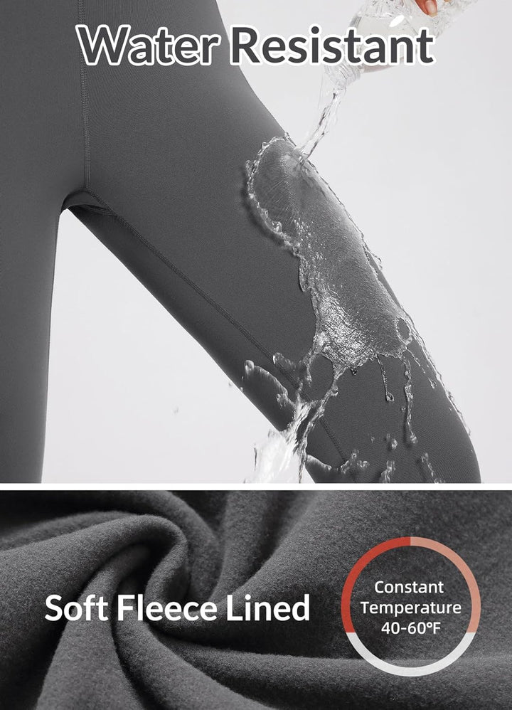 baleaf Damen Fleece gefütterte Leggings Wasserabweisend Hohe Taille Wanderleggings Thermo Leggings F