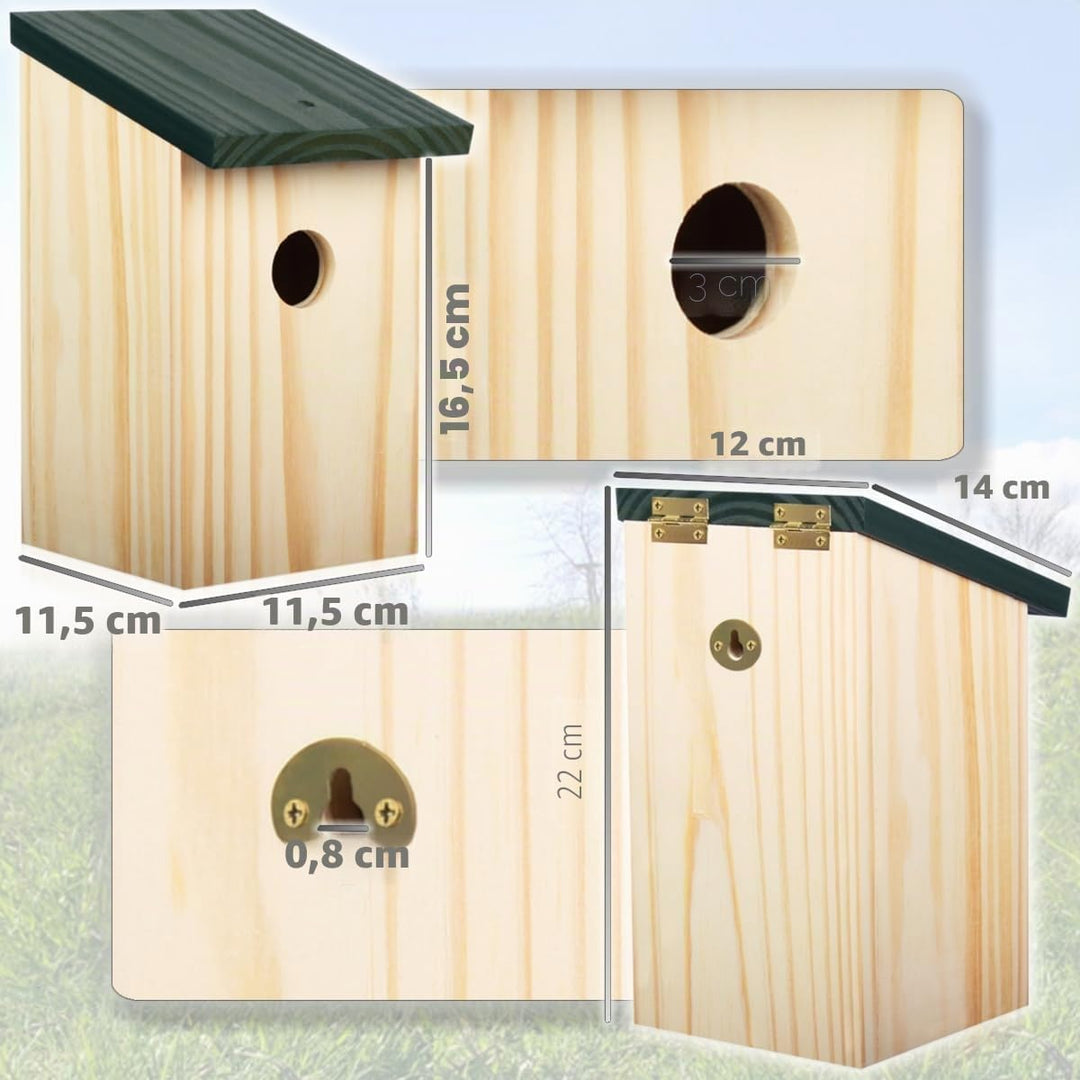 2er Set Nistkasten Nisthöhle für kleine Vögel Meisen aus Massiv - Holz