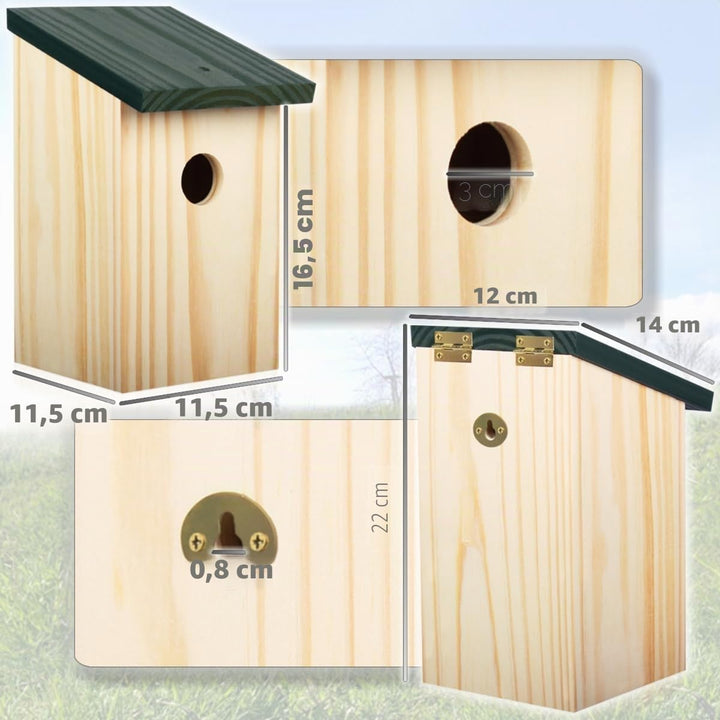 2er Set Nistkasten Nisthöhle für kleine Vögel Meisen aus Massiv - Holz