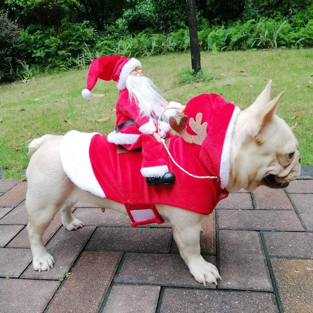 RANYPET Hund Santa Claus Reiten Weihnachtskostüm, Premium Haustier Kleidung Weihnachten Reiten Outfi