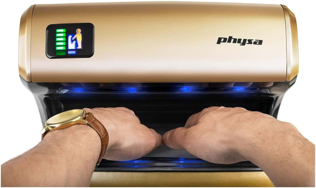 Physa BARI GOLD Händetrockner Airblade (elektrisch, 5s, LED-Display, 1.200W, 230V, Luftgeschwindigke