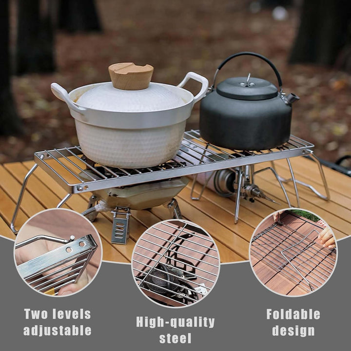 Outdoor Grillrost,Tragbarer Lagerfeuergrill,Edelstahl Klappbarer Grillgitter,Faltbarer Lagerfeuer Gr