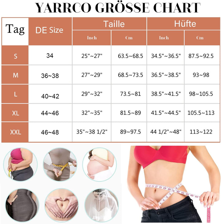 YARRCO Bauchweg Unterhose Damen Shapewear Miederhose Hohe Taille Body Shaper Unterwäsche Nahtlose Mi