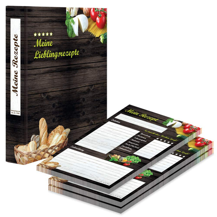 PRICARO Rezeptordner mit Rezeptblock "Mediterran", A5