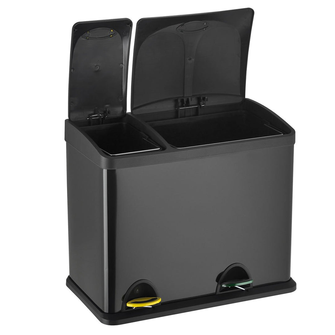 SVITA TC2Combo26 Küchen-Eimer 26Liter Schwarz 8L+18L kombiniert doppelt Abfalleimer 2er-Mülleimer Mü