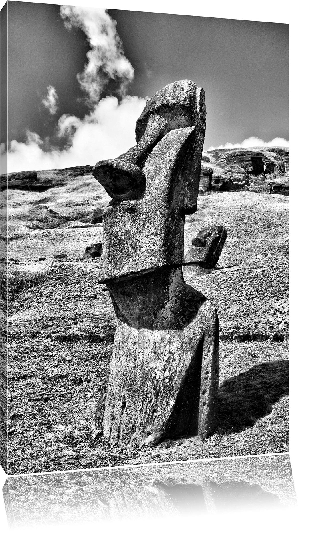 Pixxprint Moai Statue auf den Osterinseln als Leinwandbild/Grösse: 100x70 cm/Wandbild/Kunstdruck/fer