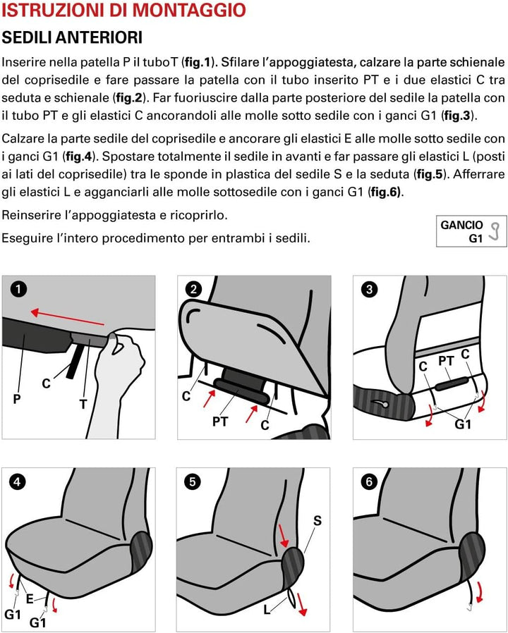 CORA FIAT 500 07 Vordersitzbezüge, personalisiert, Grau/Creme