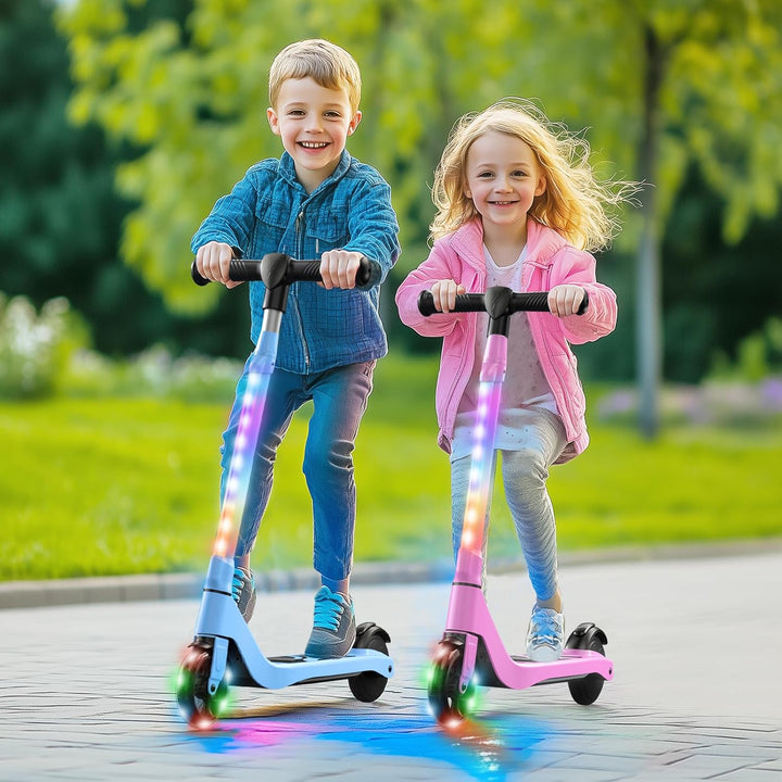 SISIGAD E Scooter Kinder für 6-12 Jahre, E Roller Kinder 5.3 Zoll Kinderroller mit Blinkende LED-Leu