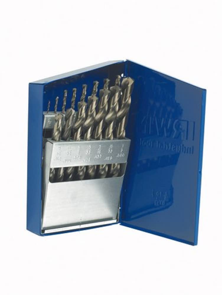 Irwin Industrial Tools Spiralbohrer-Set mit geradem Schaft, Länge, 63137, Kobalt, 15pc Metal Index 1