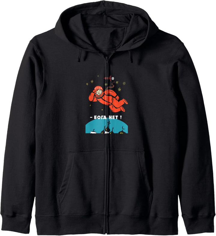 Es gibt keinen Gott Grafik Retro Atheist Yuri Gagarin Space Kapuzenjacke