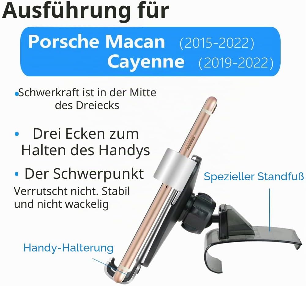 LUNQIN Auto-Handyhalterung für 2015–2023 Porsche Macan und 2019–2023 Porsche Cayenne [grosse Handys