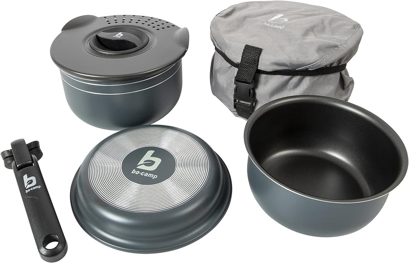 Bo-Camp Kochset Trekking Aluminium Camping Kochgeschirr Alu Topf Pfanne 5-teilig